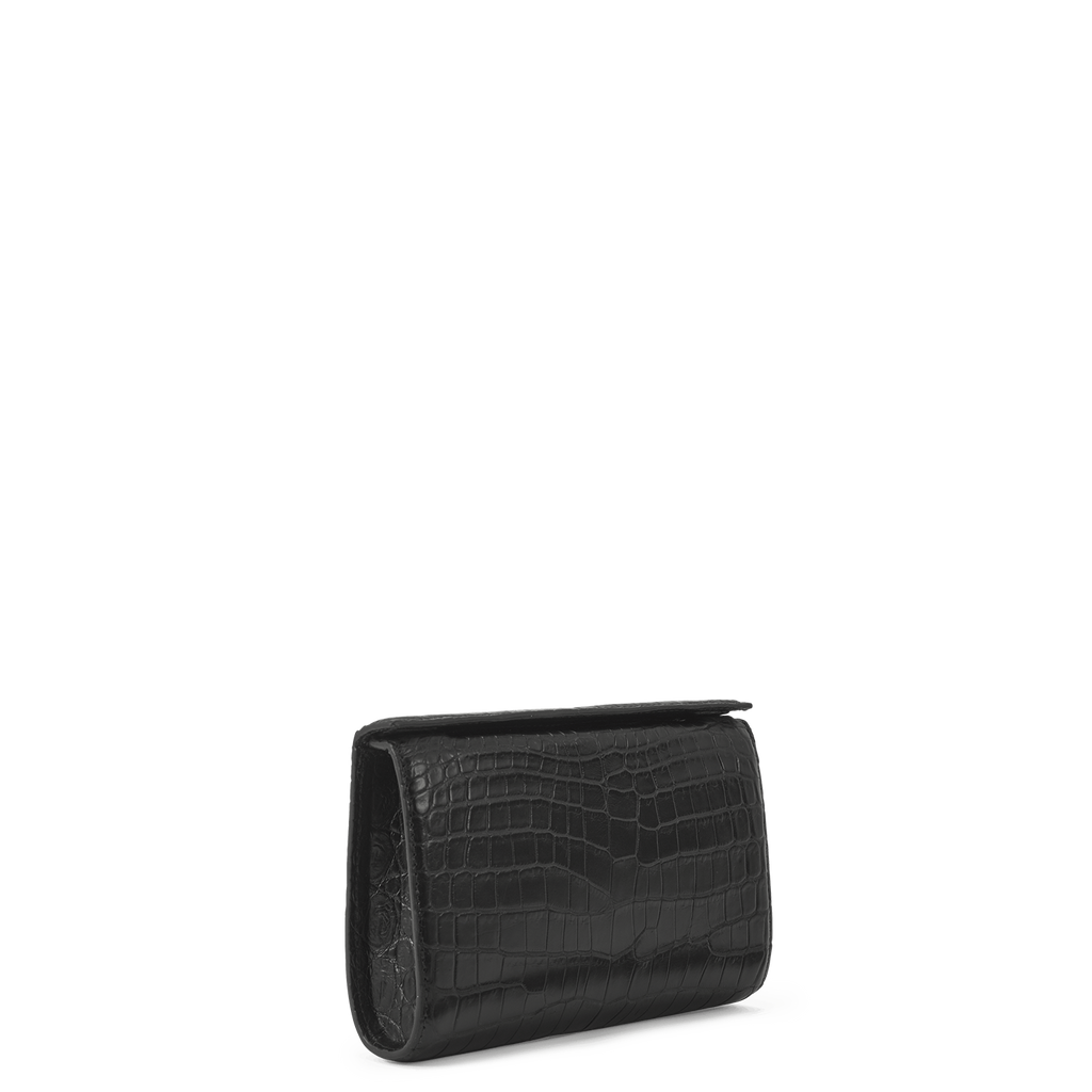 Snap Clutch - Onyx Crocodile