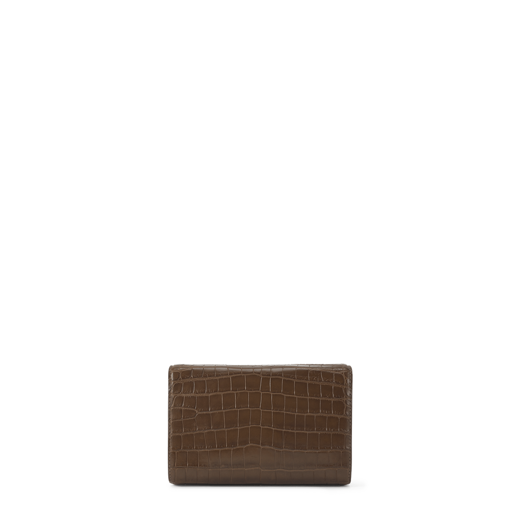 Snap Clutch - Tobacco Crocodile