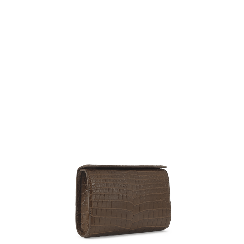 Snap Clutch - Tobacco Crocodile