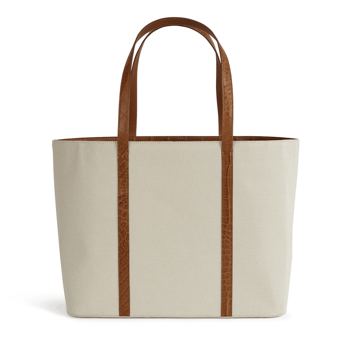 XL Tote – Canvas & Cognac Crocodile