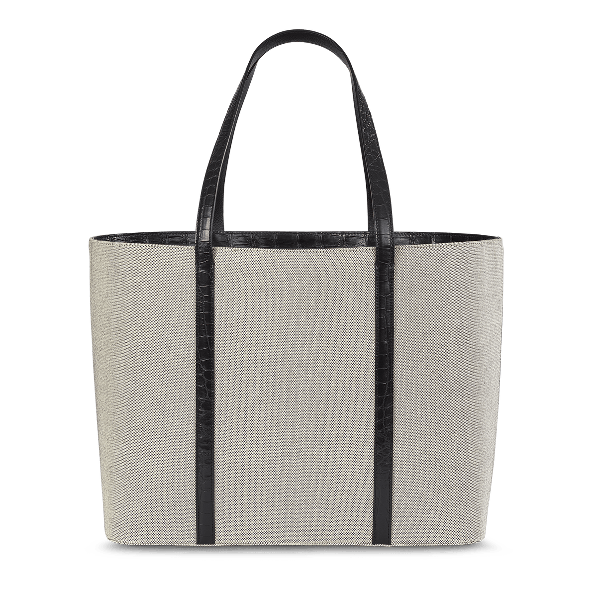 XL Tote – Canvas & Black Crocodile