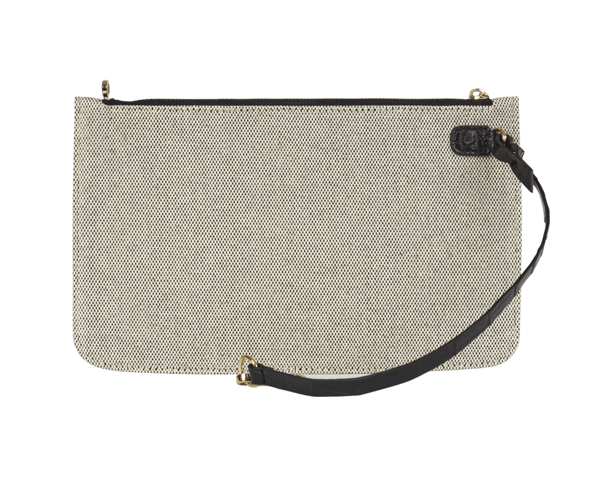XL Tote – Canvas & Black Crocodile