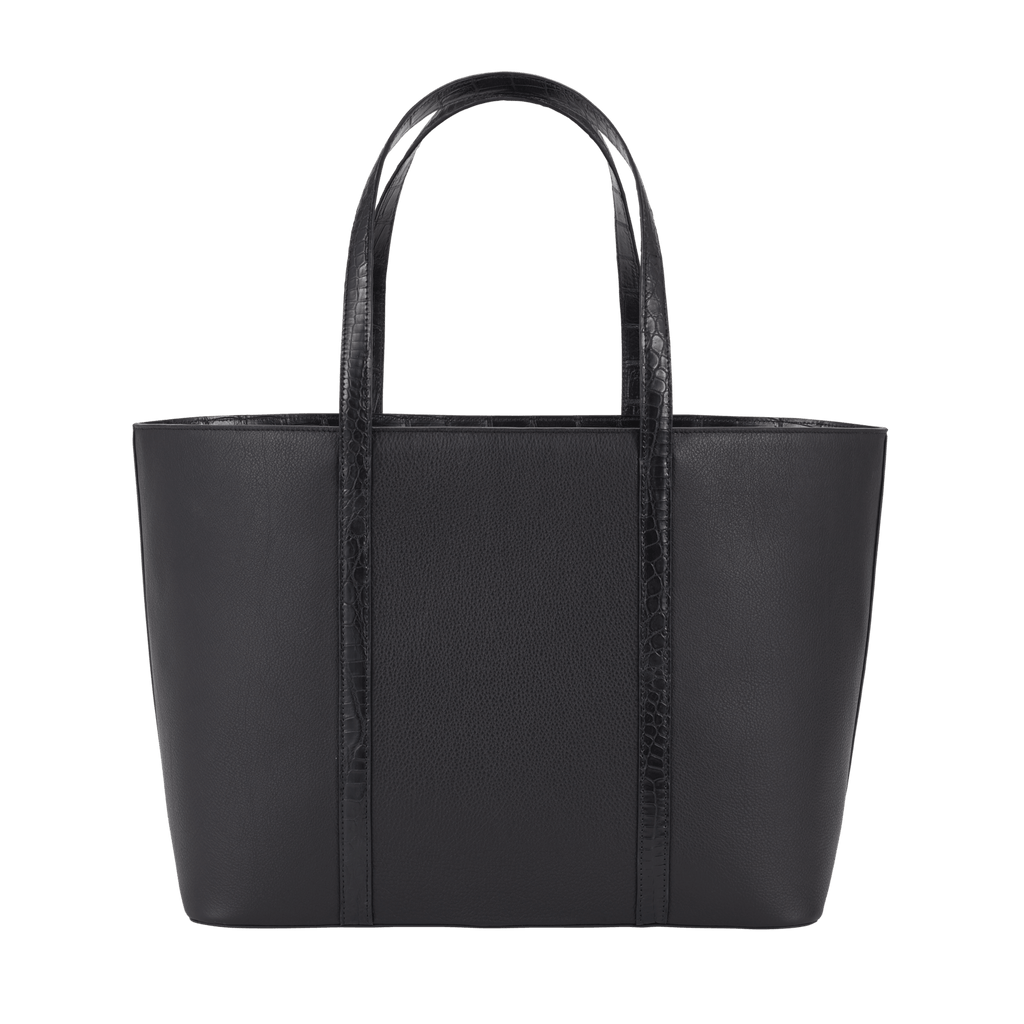 XL Tote - Black Leather and Black Crocodile