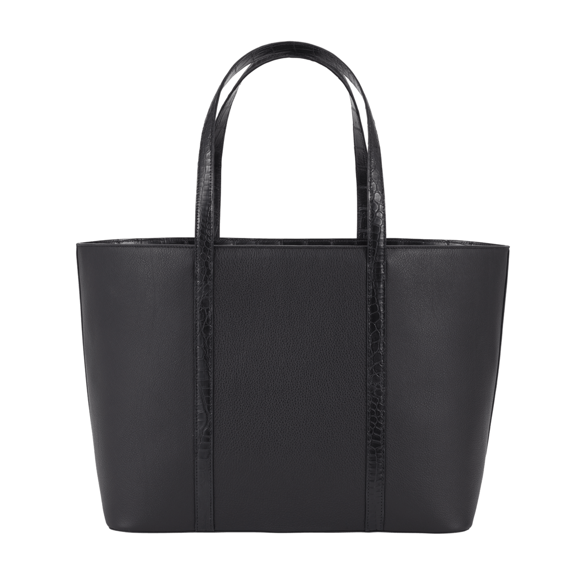 XL Tote - Black Leather and Black Crocodile