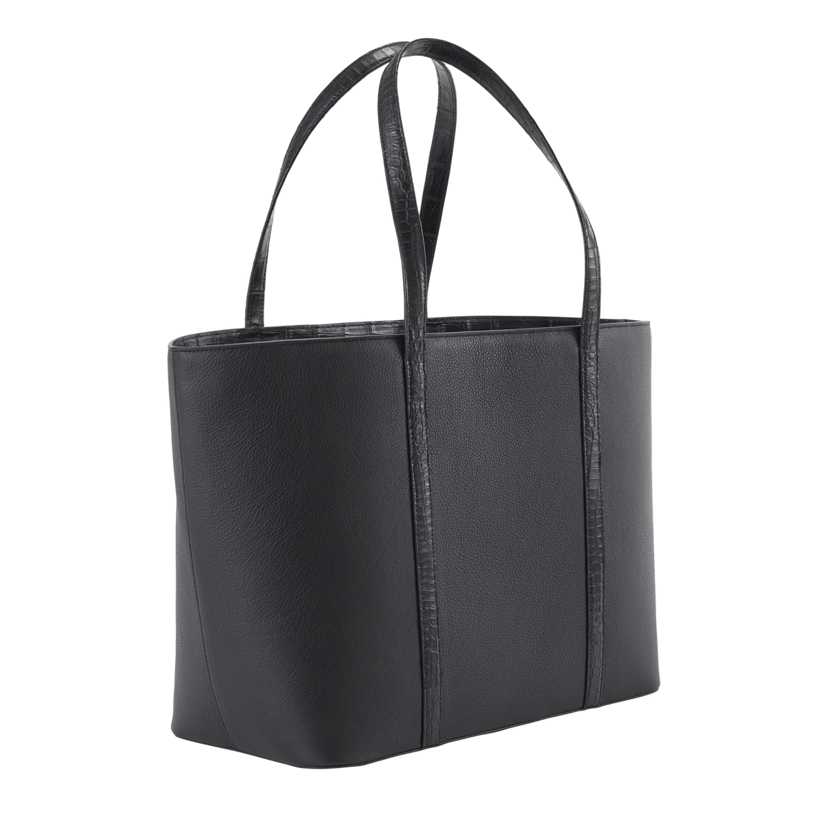 XL Tote - Black Leather and Black Crocodile
