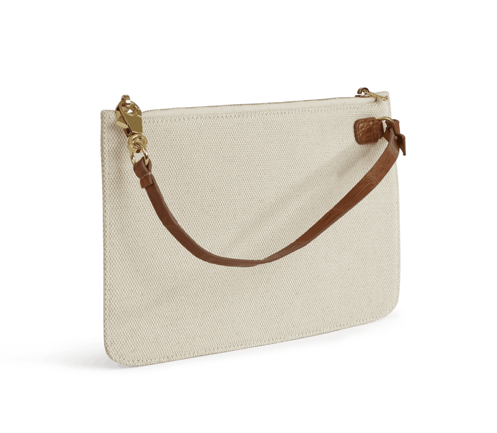 XL Tote – Canvas & Cognac Crocodile